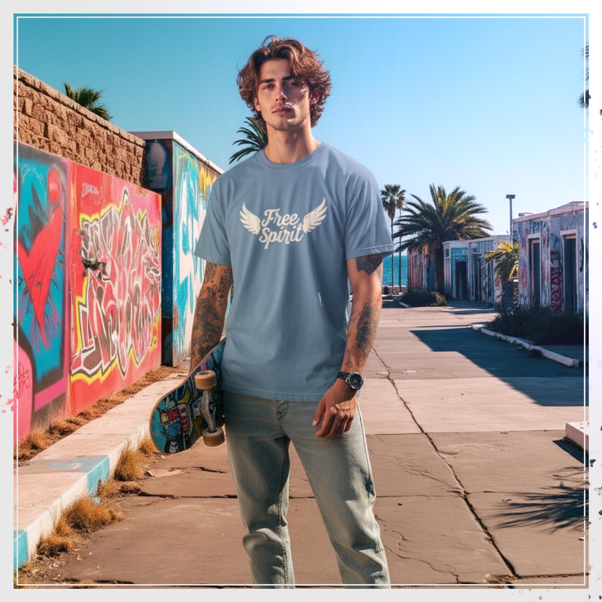 camiseta "Free Spirit" estampado marfil