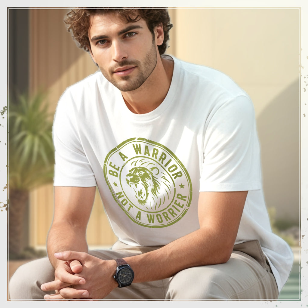 camiseta "Be a Warrior" con estampado verde
