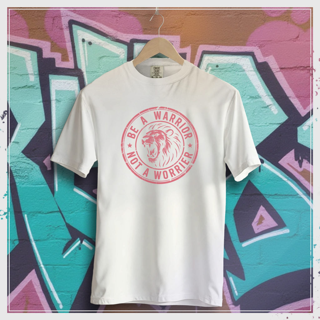 camiseta "Be a Warrior" estampado rosa